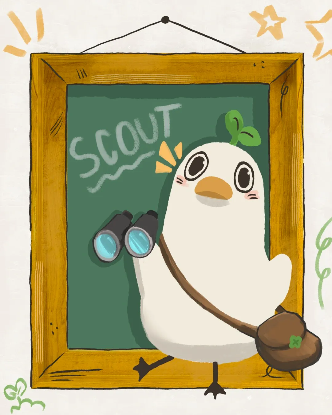 A framed portrait of Scout